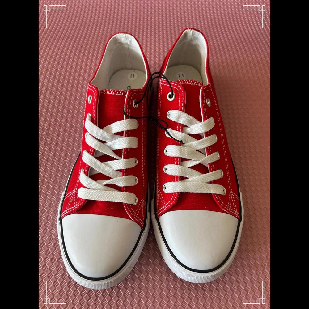 Red Canvas Sneakers – Casual Shoes, New Without Box, Size 11